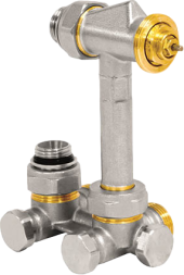 Узел нижнего подключения Jaga 1/2"х3/4", Н-образный, термостатический, угловой Узел нижнего подключения Jaga 1/2"х3/4", Н-образный, термостатический, угловой