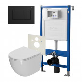 Сет: Система инсталляции Point Элемент для подвесного унитаза PN45120 + Клавиша смыва для инсталляции Point Ника, черная матовая, PN44081BM + Унитаз подвесной Point Афина безободковый, сиденье микролифт PN41041 Сет: Система инсталляции Point Элемент для подвесного унитаза PN45120 + Клавиша смыва для инсталляции Point Ника, черная матовая, PN44081BM + Унитаз подвесной Point Афина безободковый, сиденье микролифт PN41041