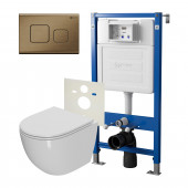 Сет: Система инсталляции Point Элемент для подвесного унитаза PN45120 + Клавиша смыва для инсталляции Point Афина, бронза брашированная, PN44041BB + Унитаз подвесной Point Афина безободковый, сиденье микролифт PN41041 Сет: Система инсталляции Point Элемент для подвесного унитаза PN45120 + Клавиша смыва для инсталляции Point Афина, бронза брашированная, PN44041BB + Унитаз подвесной Point Афина безободковый, сиденье микролифт PN41041