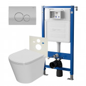 Сет: Система инсталляции Point Элемент для подвесного унитаза PN45120 + Клавиша смыва для инсталляции Point Виктория, цвет сатин/хром, PN44061SC + Унитаз подвесной Point Виктория безободковый, сиденье микролифт PN41061 Сет: Система инсталляции Point Элемент для подвесного унитаза PN45120 + Клавиша смыва для инсталляции Point Виктория, цвет сатин/хром, PN44061SC + Унитаз подвесной Point Виктория безободковый, сиденье микролифт PN41061