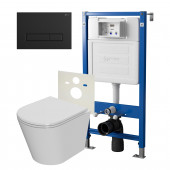 Сет: Система инсталляции Point Элемент для подвесного унитаза PN45120 + Клавиша смыва для инсталляции Point Меркурий, черная матовая, PN44831BM + Унитаз подвесной Point Виктория безободковый, сиденье микролифт PN41061 Сет: Система инсталляции Point Элемент для подвесного унитаза PN45120 + Клавиша смыва для инсталляции Point Меркурий, черная матовая, PN44831BM + Унитаз подвесной Point Виктория безободковый, сиденье микролифт PN41061